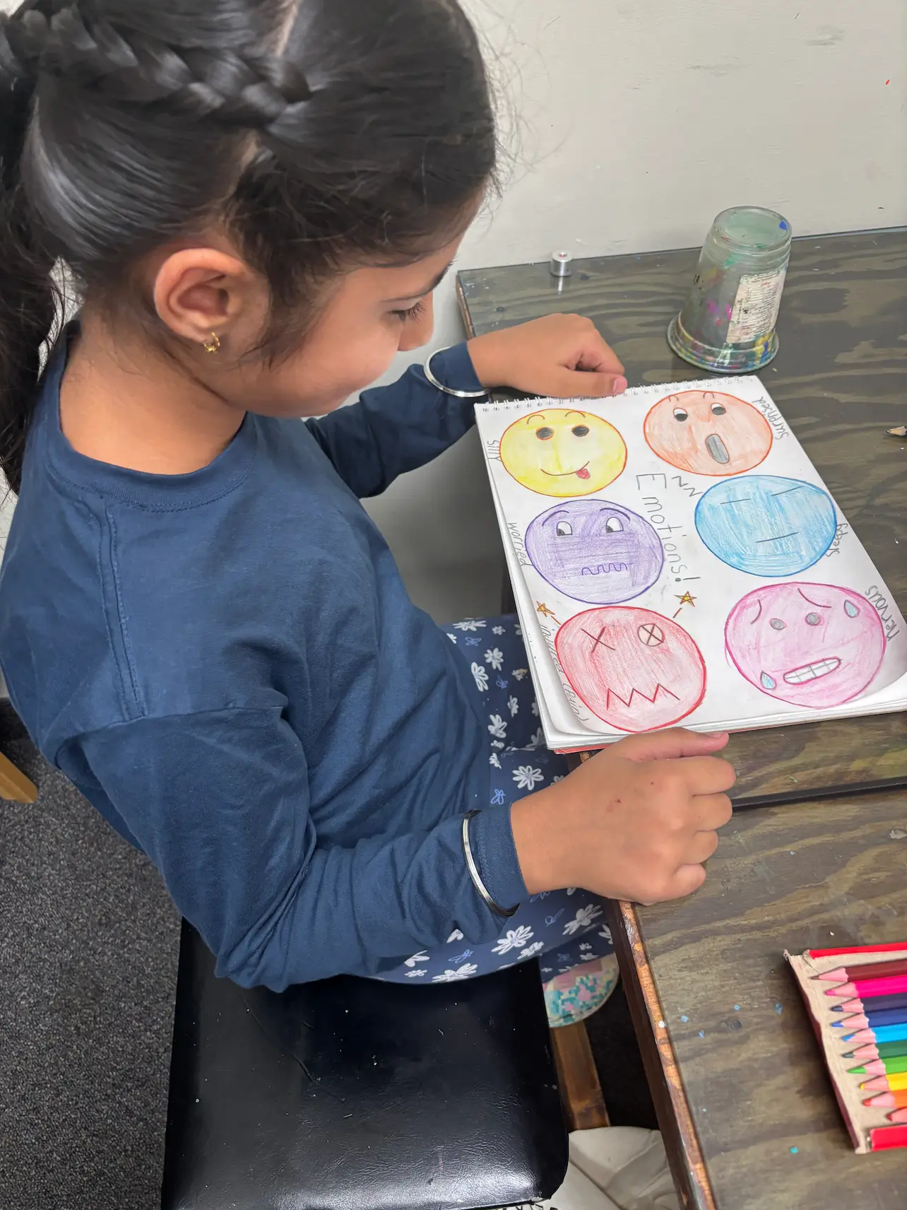 Art student exploring emotions through a creative project